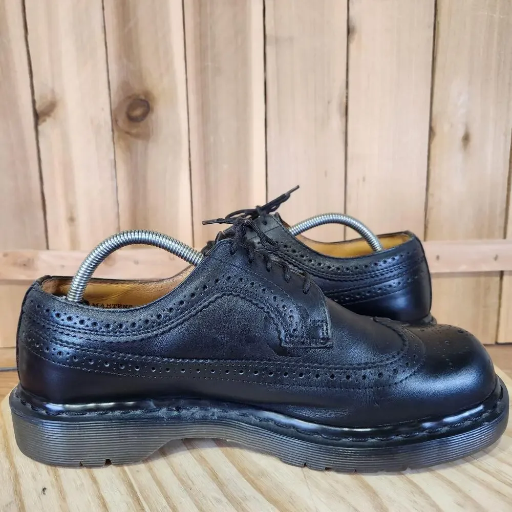 Vintage Dr. Martens 3989 Shoes Mens 10 Black Leather Wingtip Brogue Made England